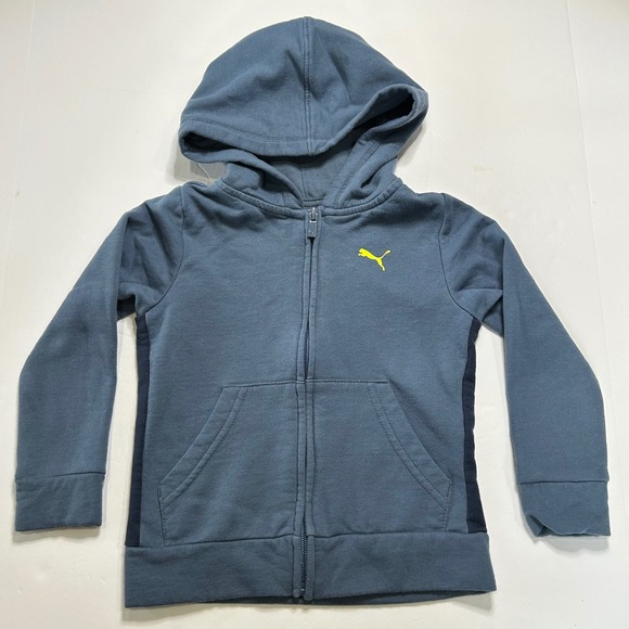 Kids Puma Zip Up Hoodie Jacket Blue Yellow Logo Size 3T - Picture 2 of 7